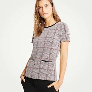 Ann Taylor Plaid Pocket Top